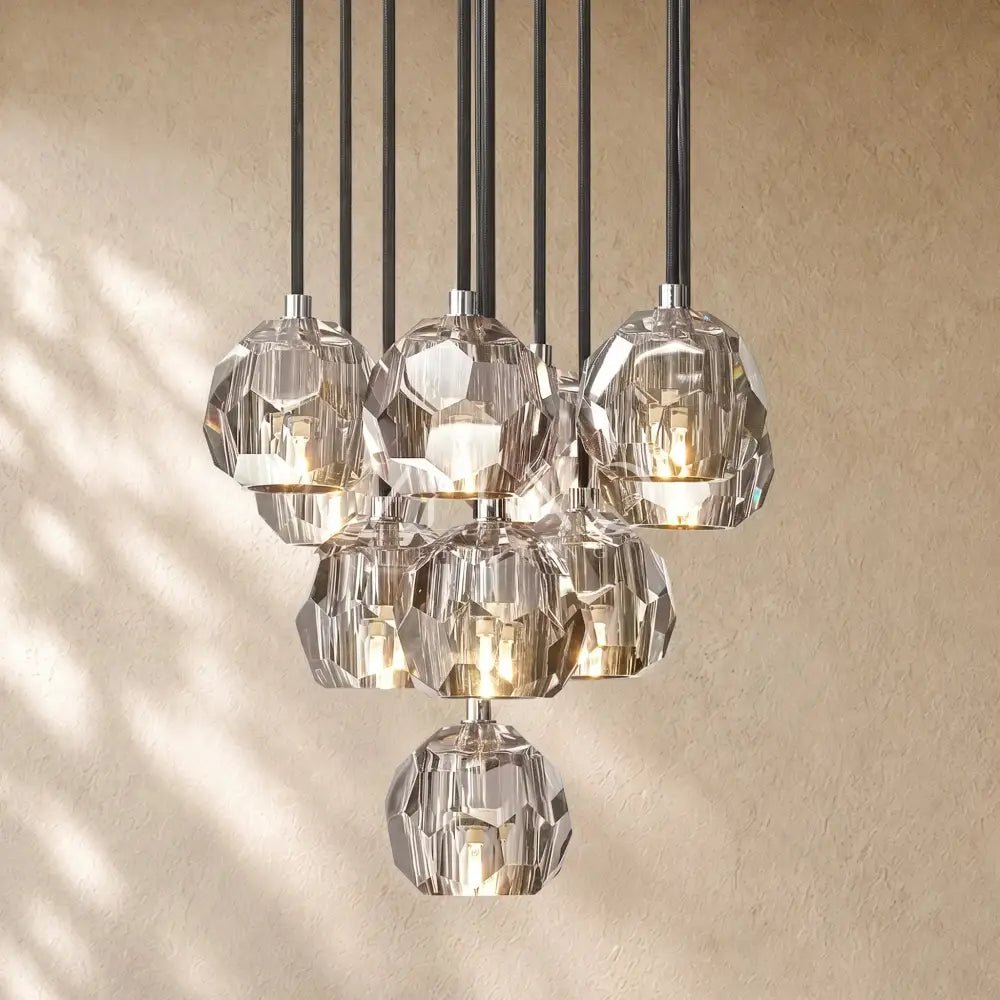 Boulee de Cristal Glass Round Cluster Chandelier - Zelno