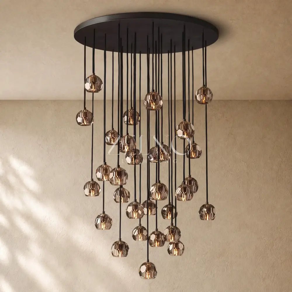 Boulee de Cristal Glass Round Cluster Chandelier - Zelno