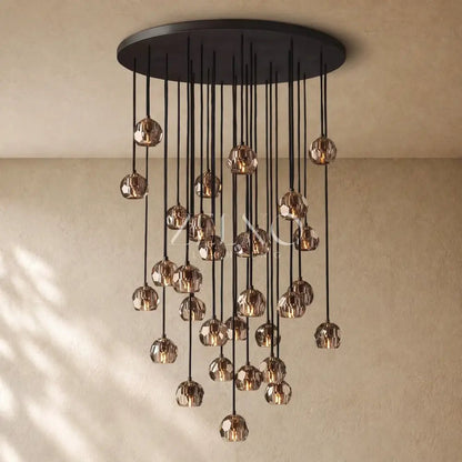 Boulee de Cristal Glass Round Cluster Chandelier - Zelno