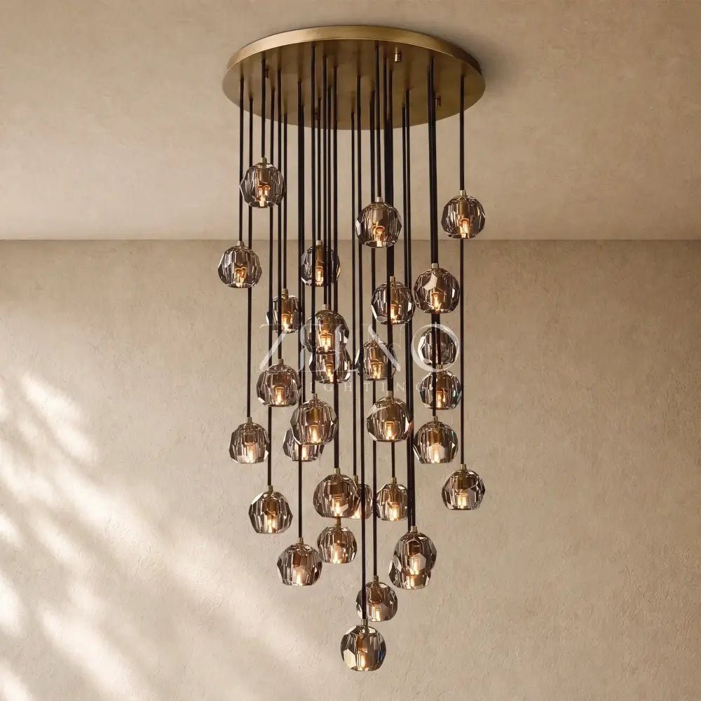 Boulee de Cristal Glass Round Cluster Chandelier - Zelno