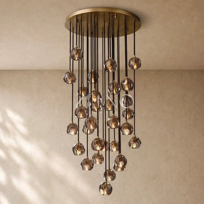 Boulee de Cristal Glass Round Cluster Chandelier - Zelno