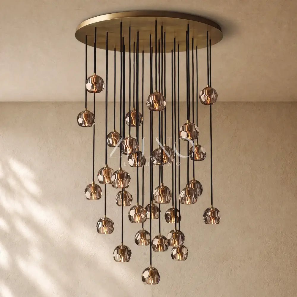 Boulee de Cristal Glass Round Cluster Chandelier - Zelno