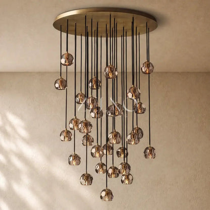 Boulee de Cristal Glass Round Cluster Chandelier - Zelno