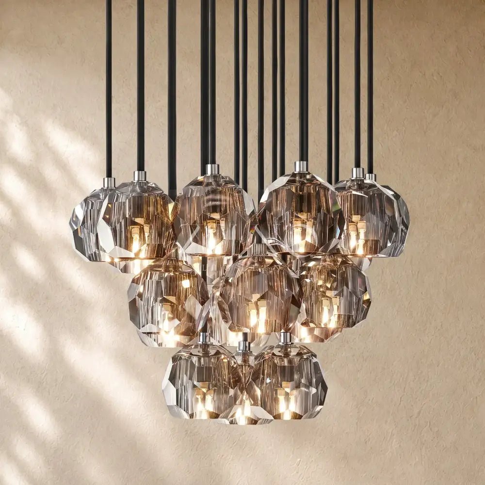 Boulee de Cristal Glass Round Cluster Chandelier - Zelno