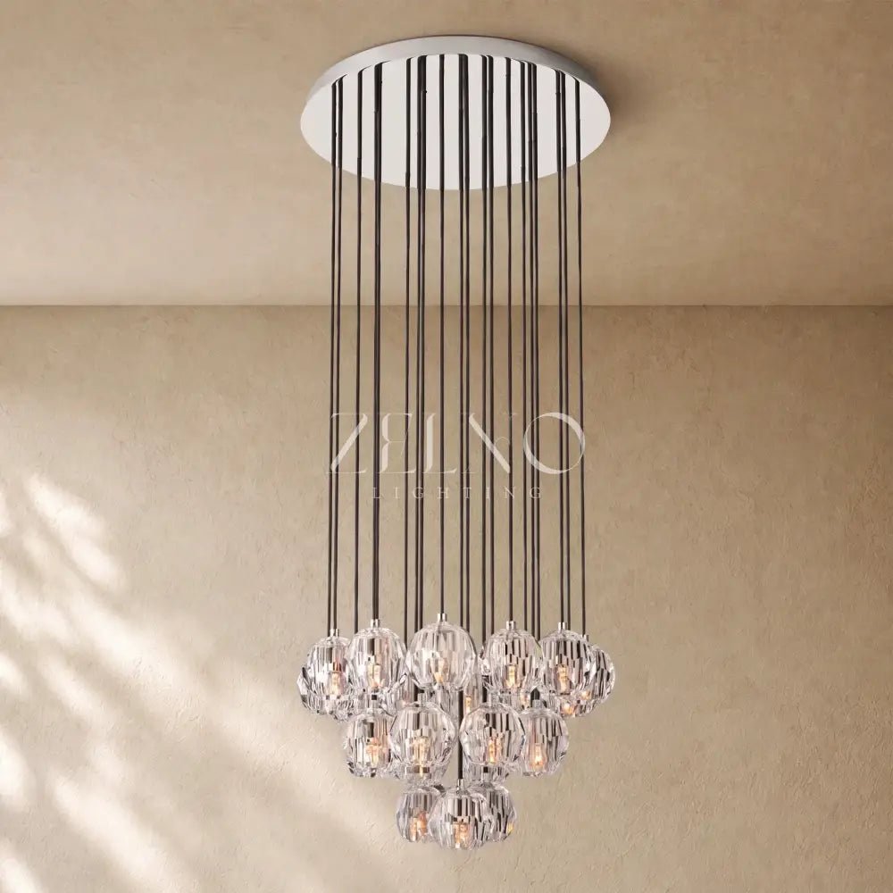 Boulee de Cristal Glass Round Cluster Chandelier - Zelno