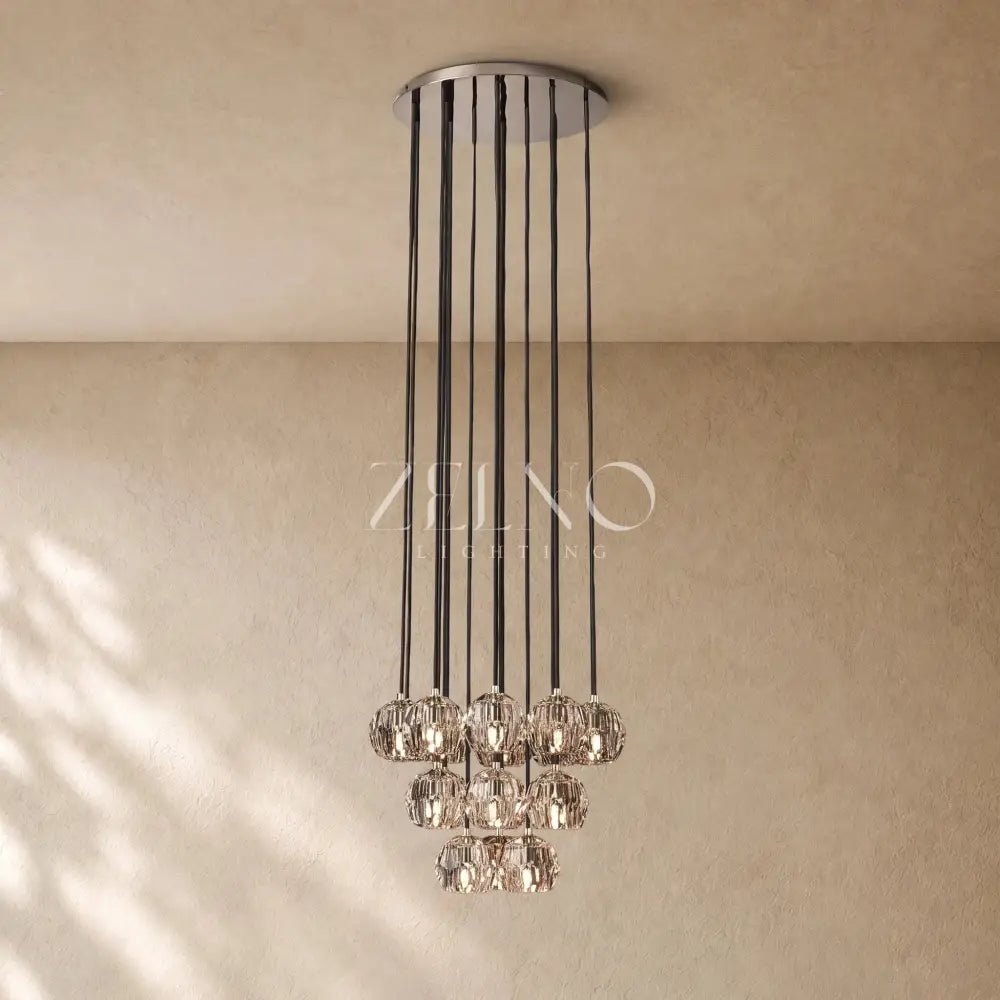 Boulee de Cristal Glass Round Cluster Chandelier - Zelno