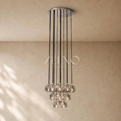 Boulee de Cristal Glass Round Cluster Chandelier - Zelno