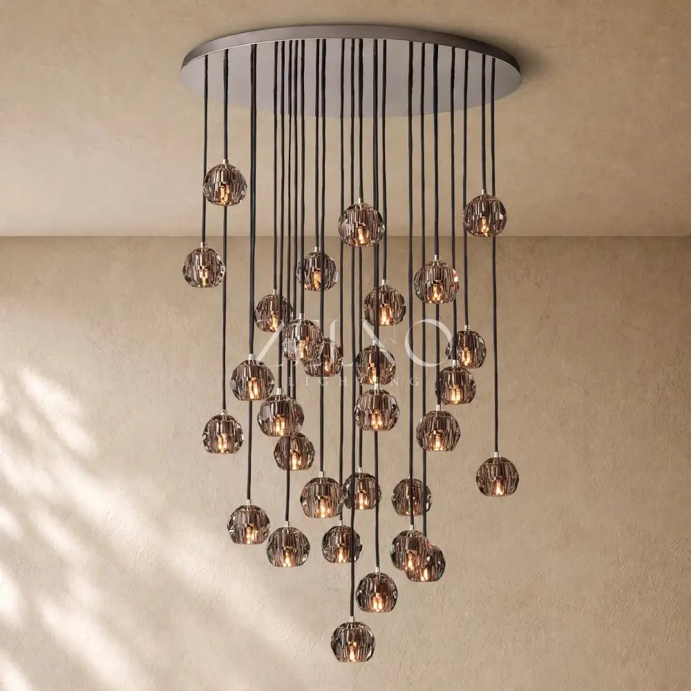 Boulee de Cristal Glass Round Cluster Chandelier - Zelno