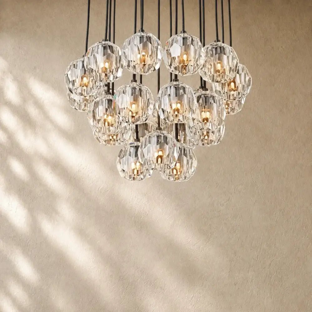 Boulee de Cristal Glass Round Cluster Chandelier - Zelno