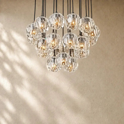 Boulee de Cristal Glass Round Cluster Chandelier - Zelno