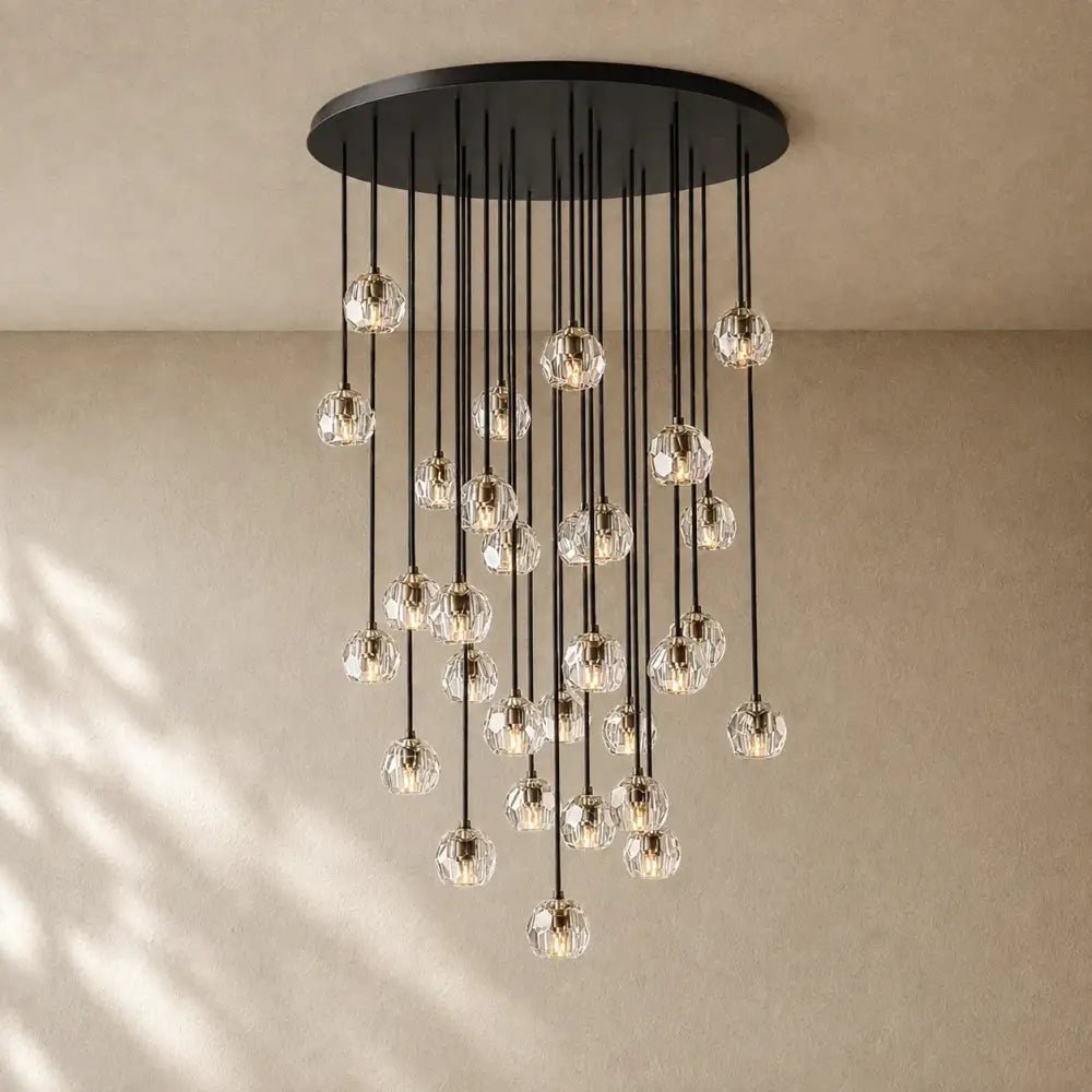 Boulee de Cristal Glass Round Cluster Chandelier - Zelno