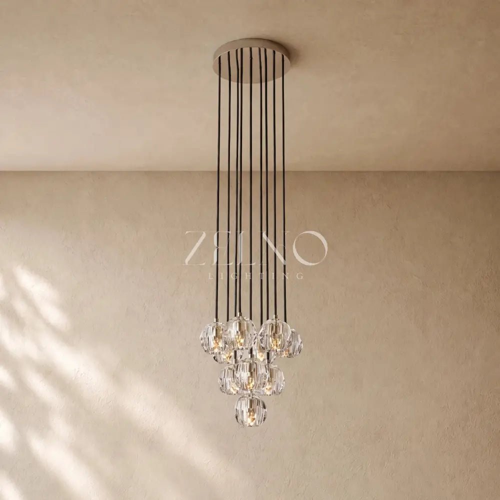 Boulee de Cristal Glass Round Cluster Chandelier - Zelno
