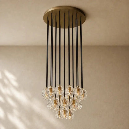 Boulee de Cristal Glass Round Cluster Chandelier - Zelno