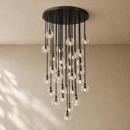 Boulee de Cristal Glass Round Cluster Chandelier - Zelno