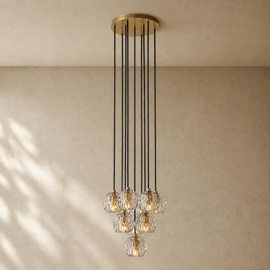 Boulee de Cristal Glass Round Cluster Chandelier - Zelno