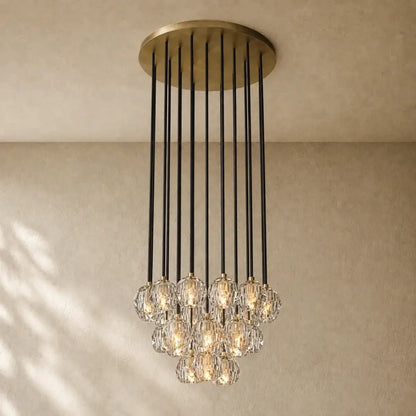 Boulee de Cristal Glass Round Cluster Chandelier - Zelno