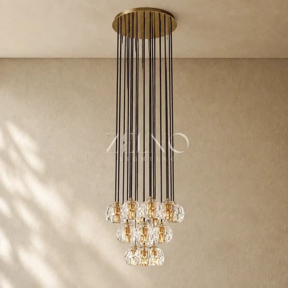 Boulee de Cristal Glass Round Cluster Chandelier - Zelno