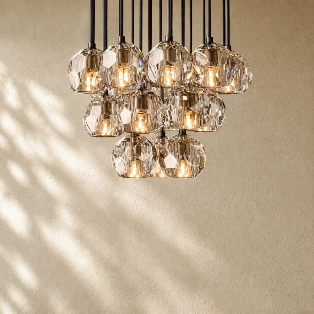 Boulee de Cristal Glass Round Cluster Chandelier - Zelno