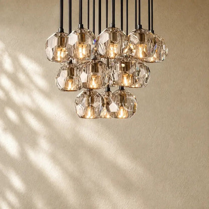 Boulee de Cristal Glass Round Cluster Chandelier - Zelno
