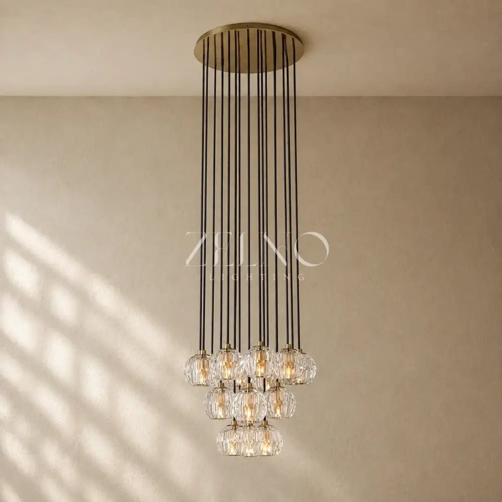 Boulee de Cristal Glass Round Cluster Chandelier - Zelno
