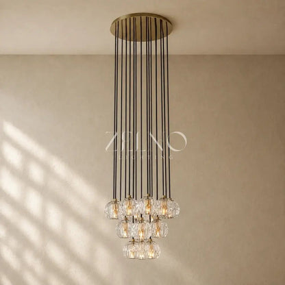 Boulee de Cristal Glass Round Cluster Chandelier - Zelno