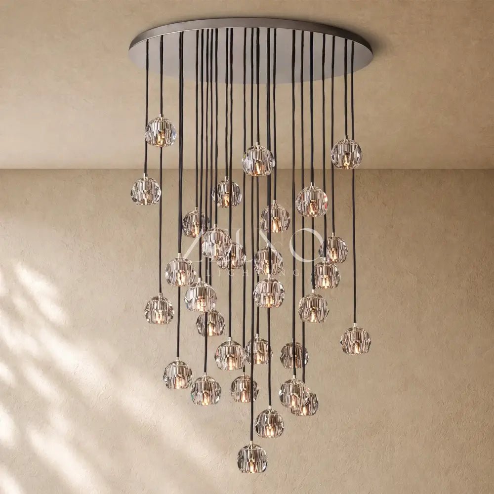 Boulee de Cristal Glass Round Cluster Chandelier - Zelno