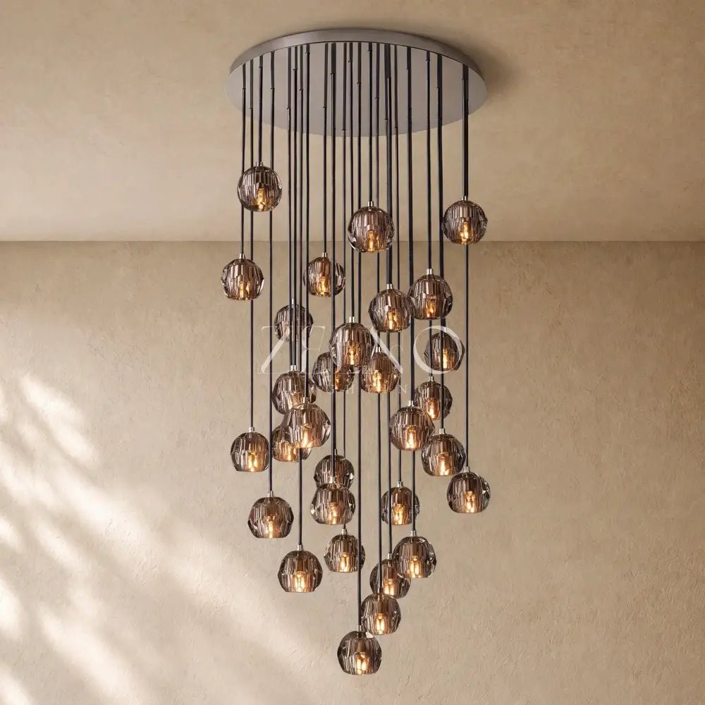 Boulee de Cristal Glass Round Cluster Chandelier - Zelno