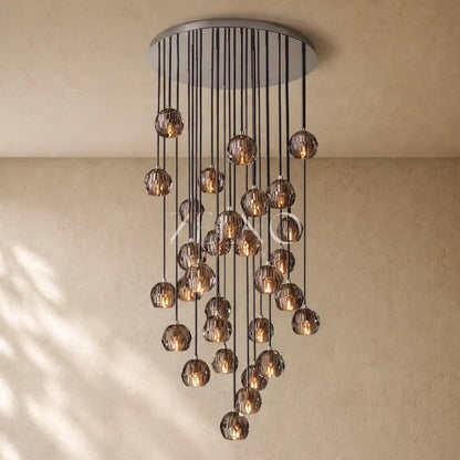 Boulee de Cristal Glass Round Cluster Chandelier - Zelno