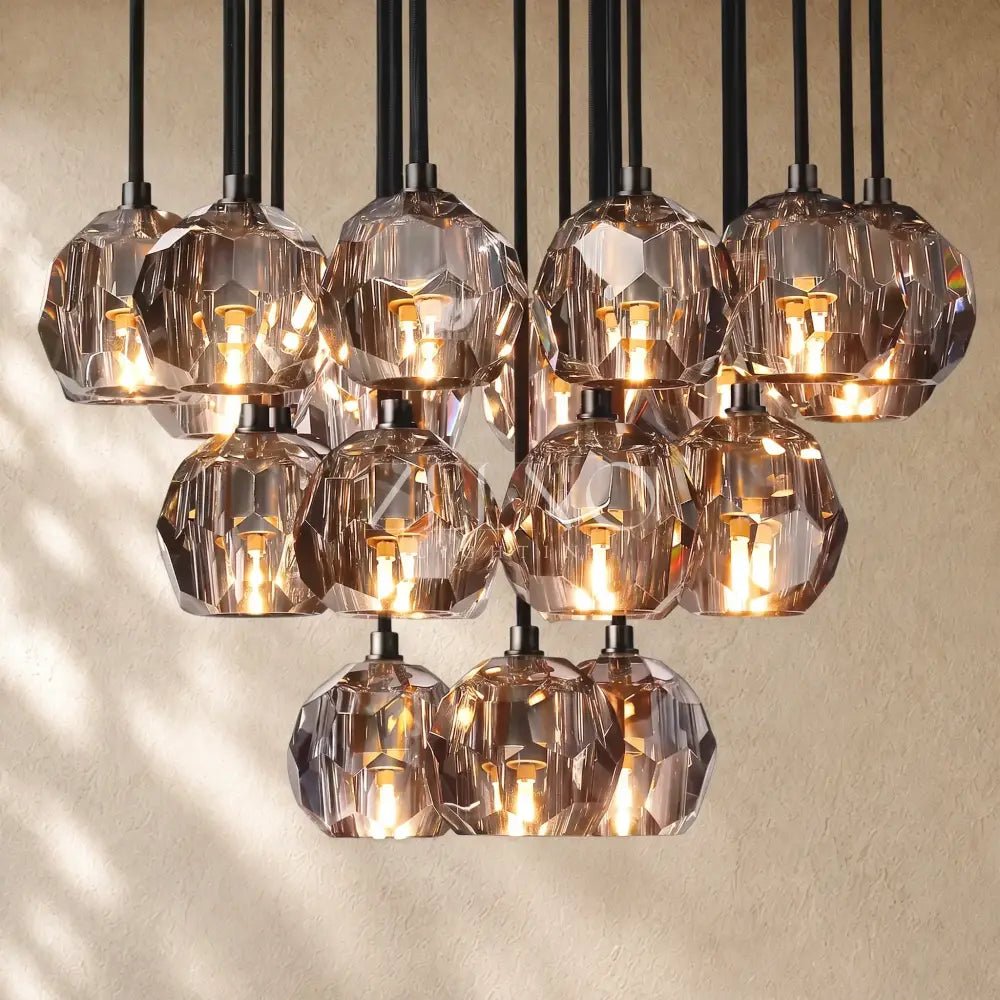 Boulee de Cristal Glass Round Cluster Chandelier - Zelno