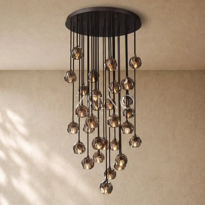 Boulee de Cristal Glass Round Cluster Chandelier - Zelno