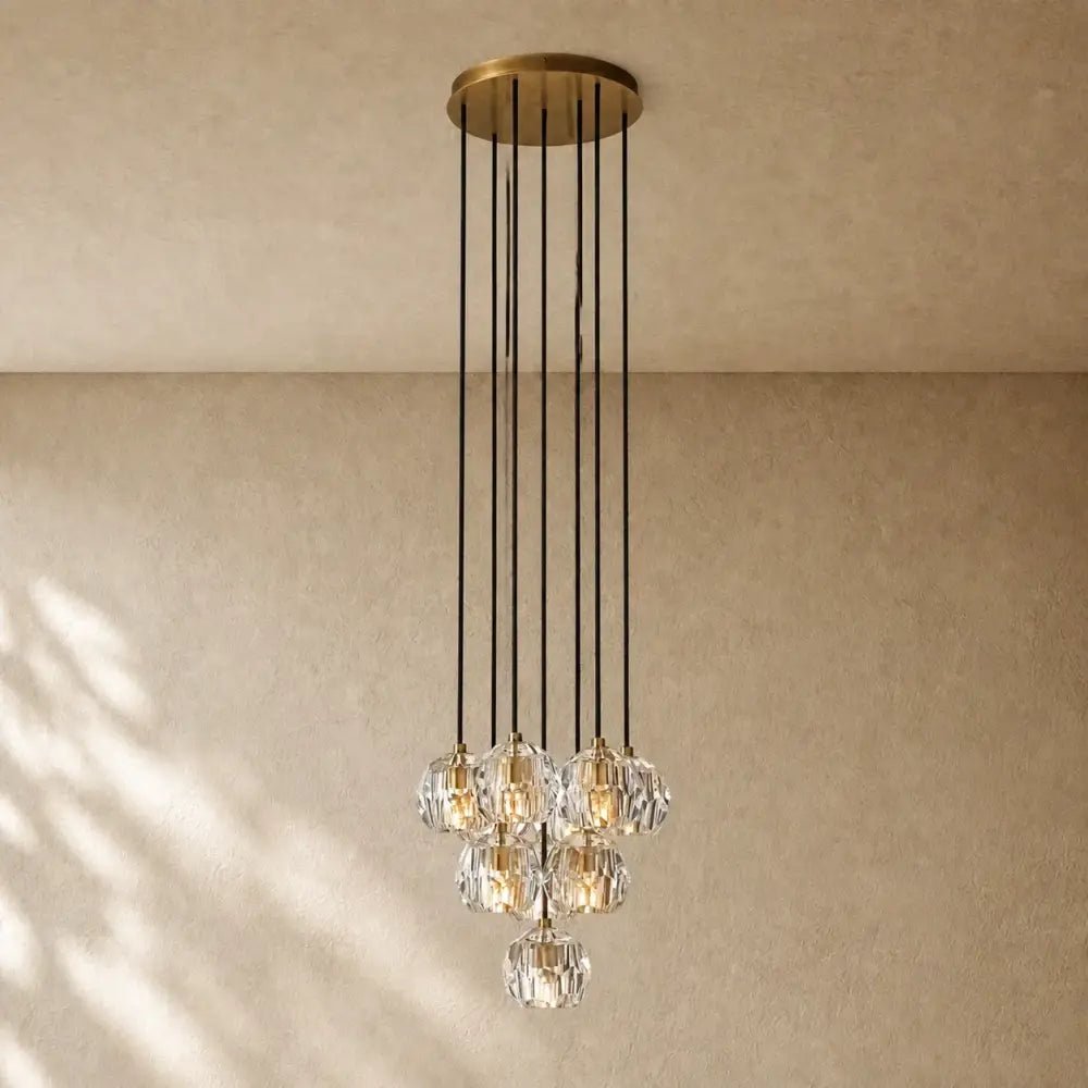 Boulee de Cristal Glass Round Cluster Chandelier - Zelno
