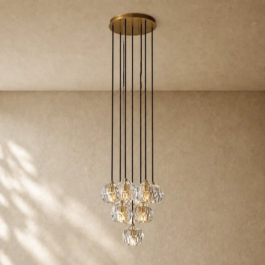 Boulee de Cristal Glass Round Cluster Chandelier - Zelno