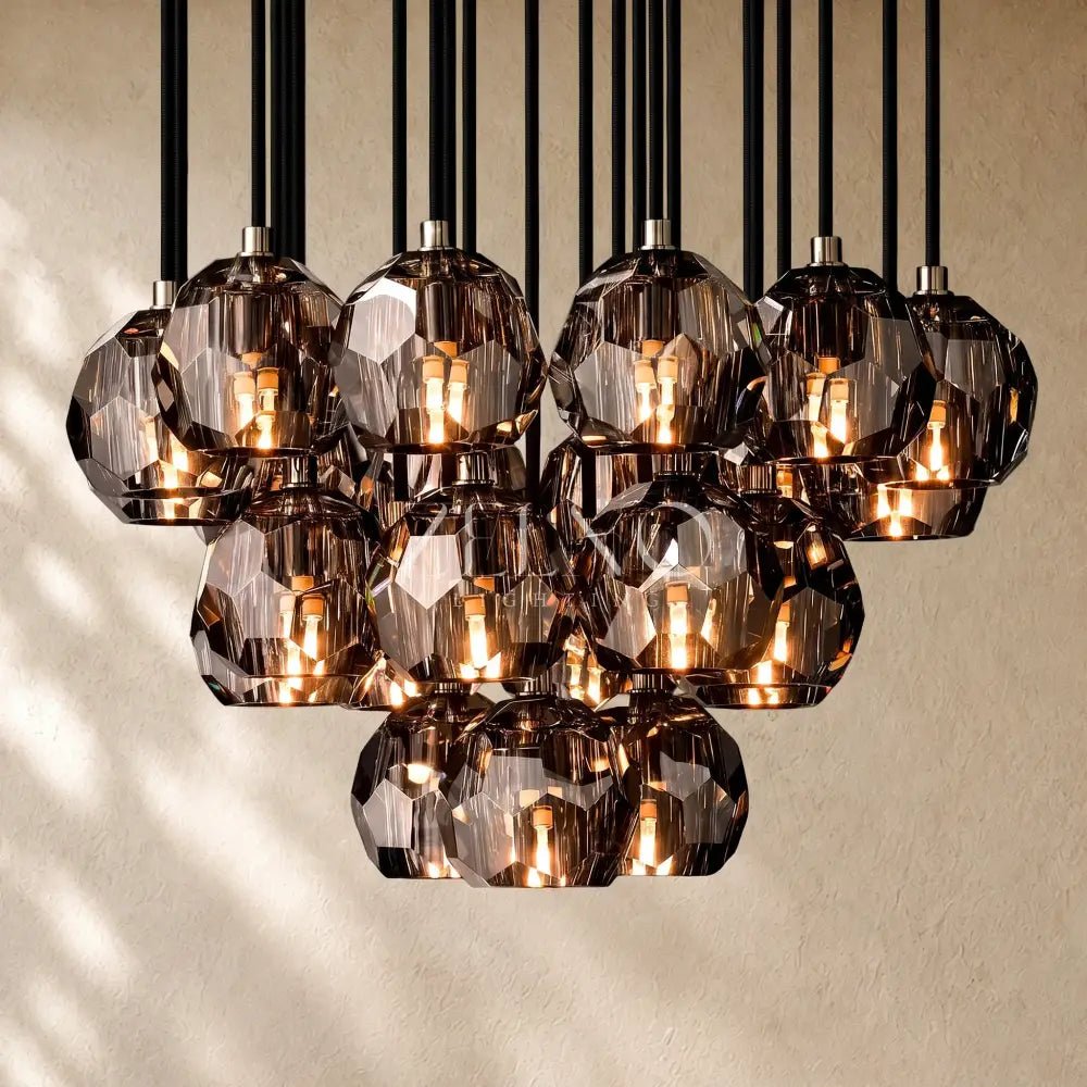 Boulee de Cristal Glass Round Cluster Chandelier - Zelno