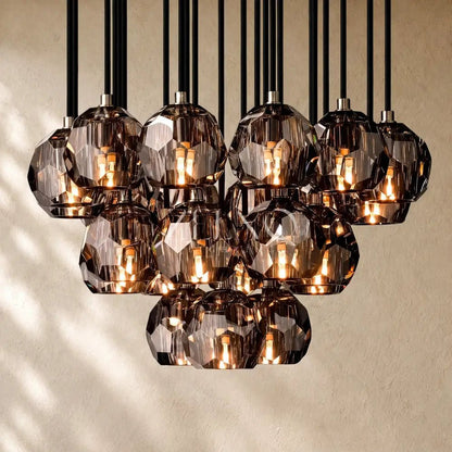 Boulee de Cristal Glass Round Cluster Chandelier - Zelno