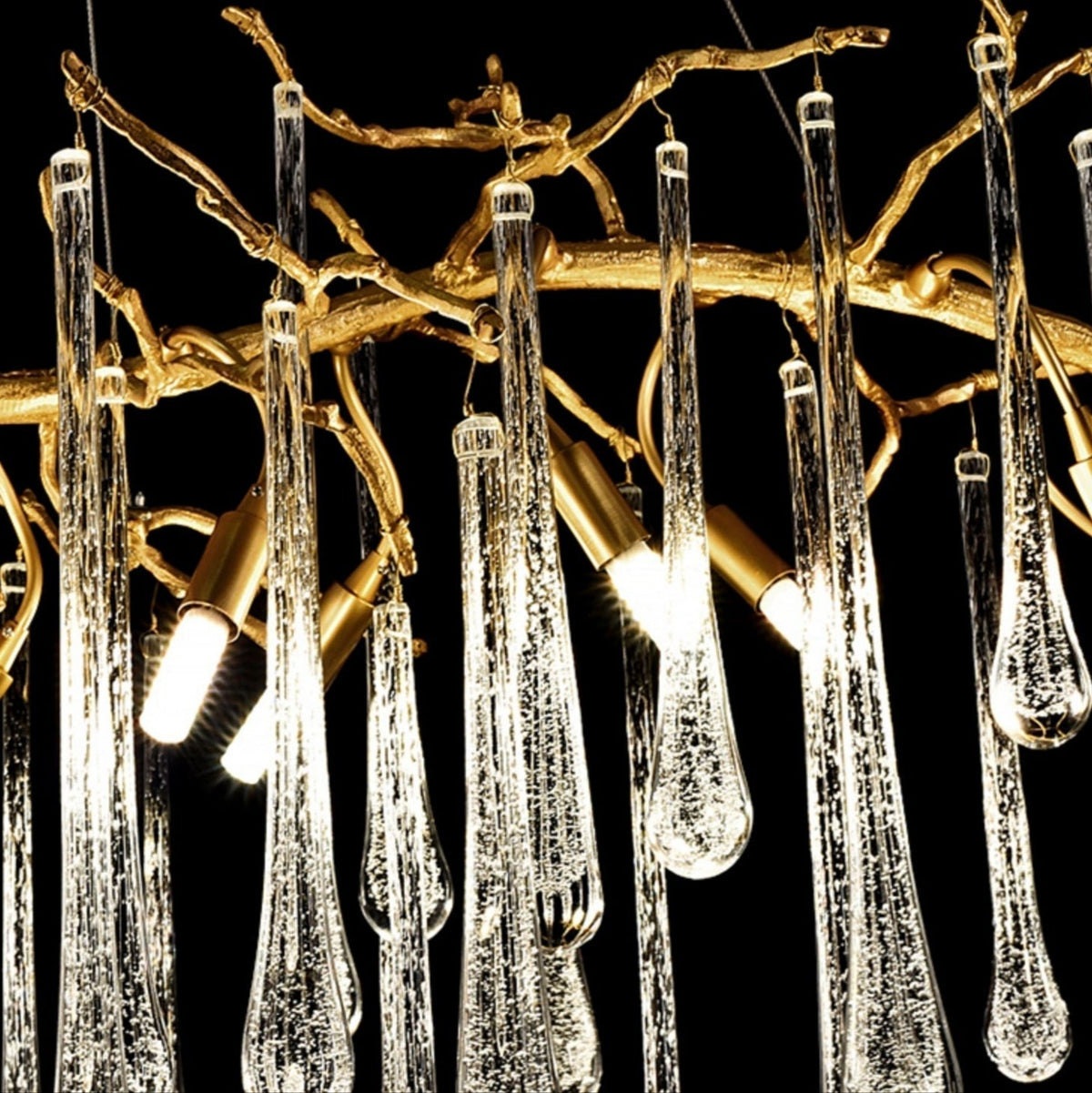 Branch Crystal Drops Chandelier in French Style with Copper Gold Finish for Dining and Living Room Ceiling - Zelno Lighting