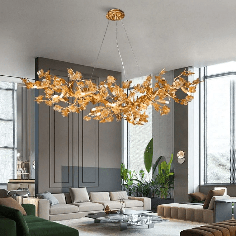 Branch Modern Leaf Linear Chandelier - Zelno Lighting