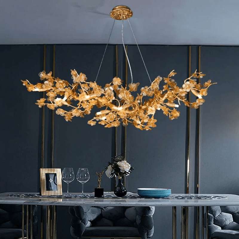 Branch Modern Leaf Linear Chandelier - Zelno Lighting