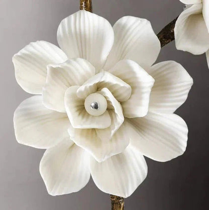 Brass and Ceramic Flower Art Chandelier Post Modern Light Luxury Style for Living and Dining Areas - Zelno Lighting