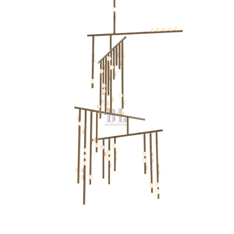 Brass Drop System Chandelier - Zelno Lighting