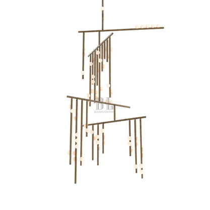 Brass Drop System Chandelier - Zelno Lighting