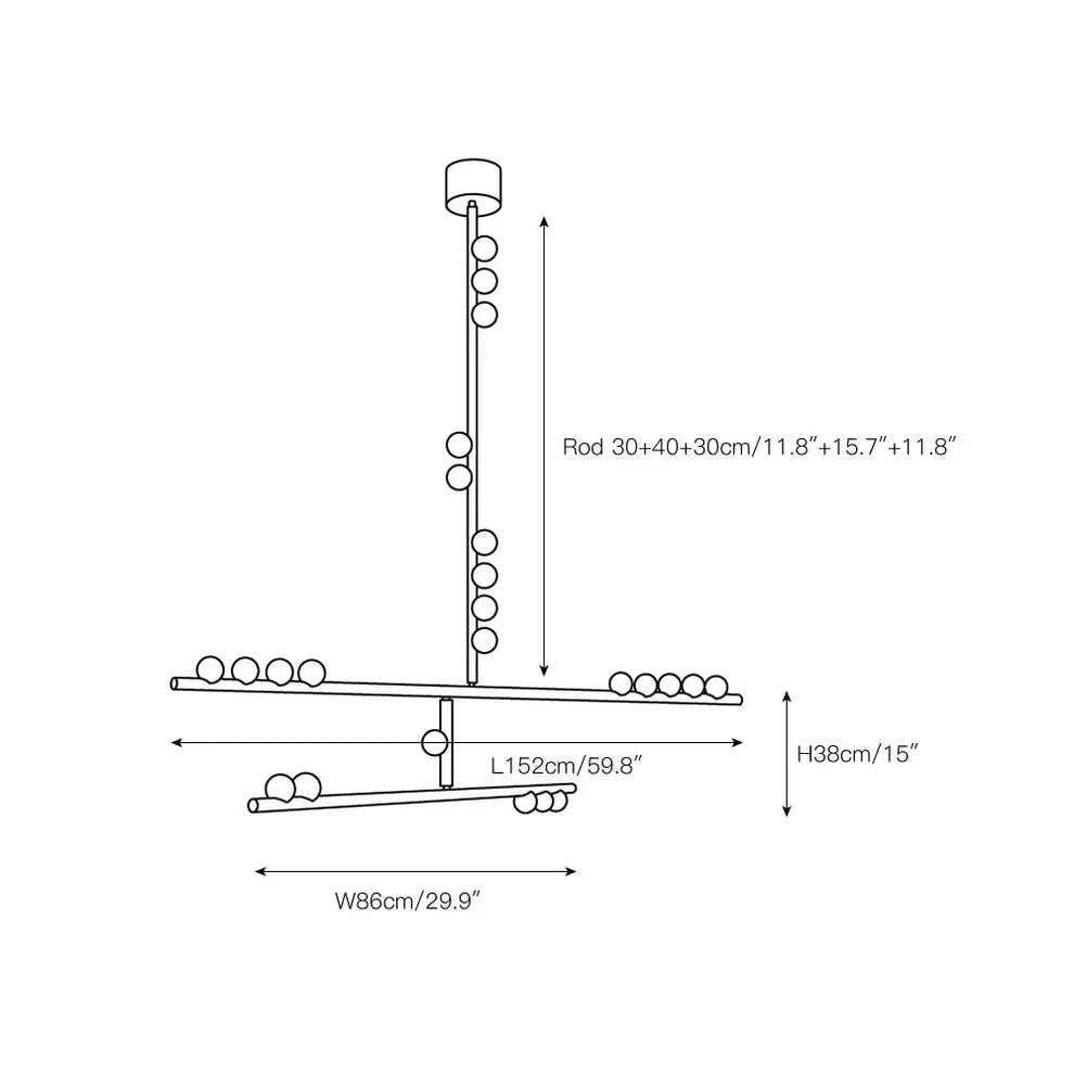 Brass Drop System Chandelier - Zelno Lighting