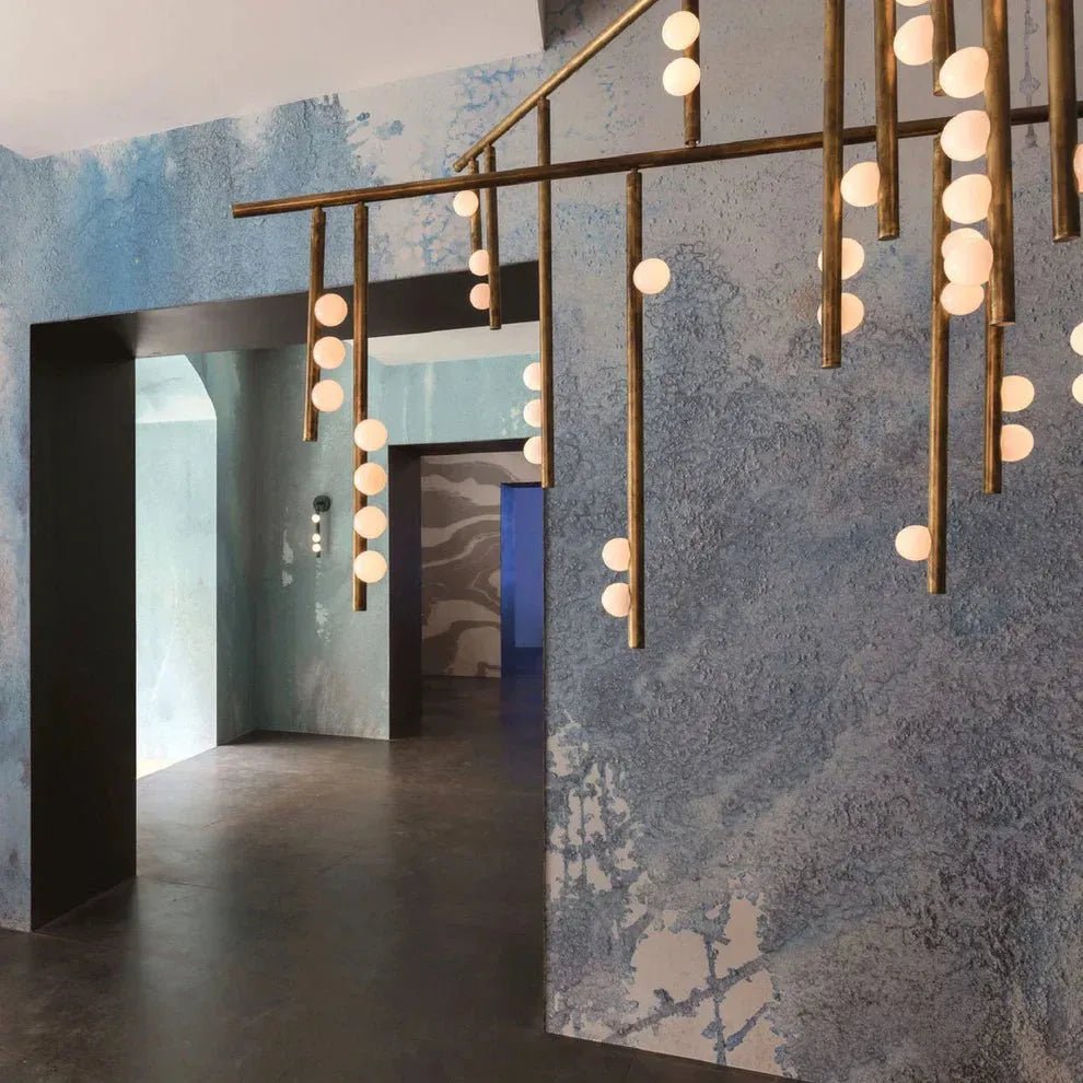 Brass Drop System Chandelier - Zelno Lighting