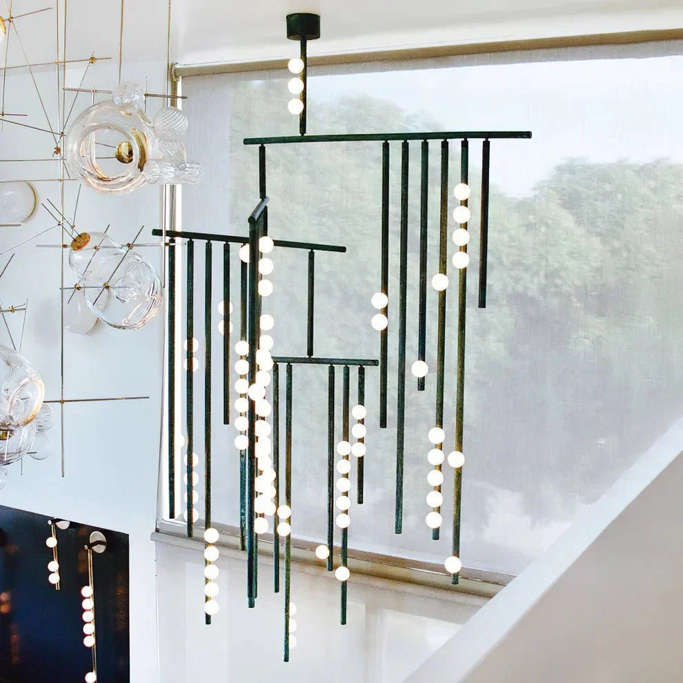 Brass Drop System Chandelier - Zelno Lighting