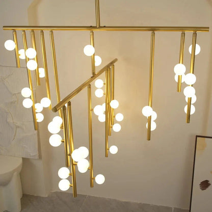 Brass Drop System Chandelier - Zelno Lighting