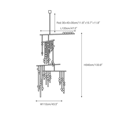 Brass Drop System Chandelier - Zelno Lighting