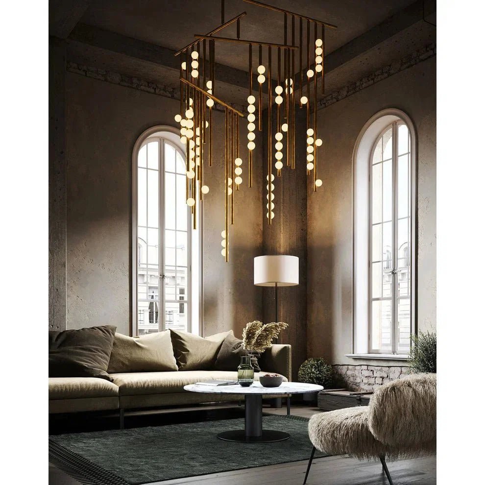 Brass Drop System Chandelier - Zelno Lighting