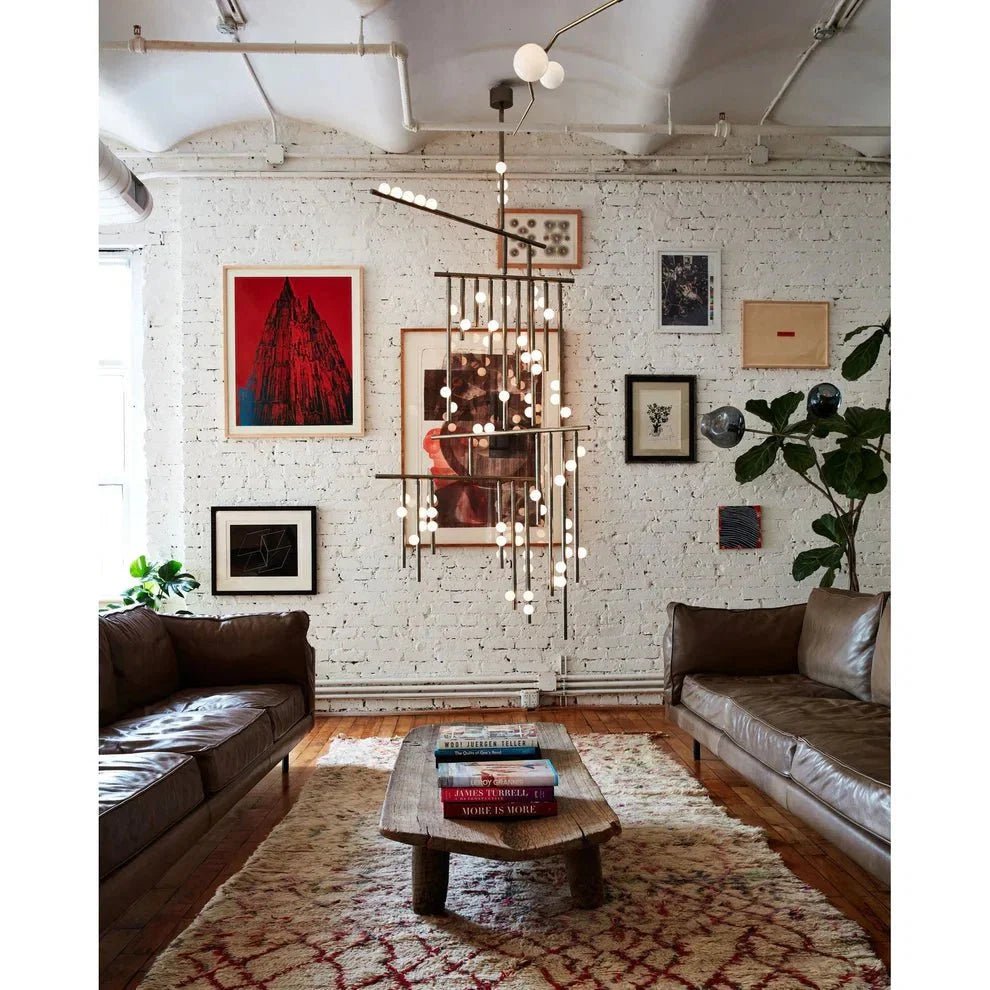 Brass Drop System Chandelier - Zelno Lighting