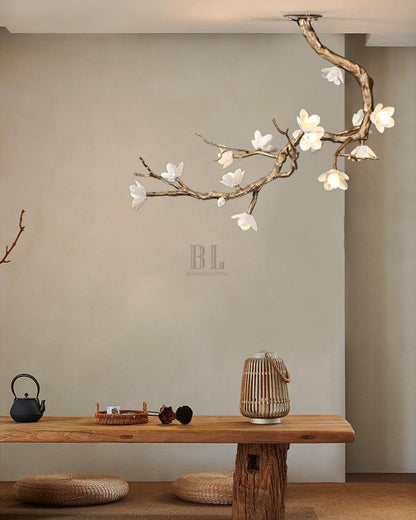 Brass Flower Branch Chandelier - Zelno Lighting
