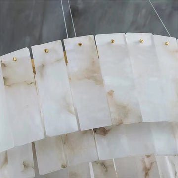 Brendra Alabaster 2-Tier Round Chandelier - Zelno Lighting