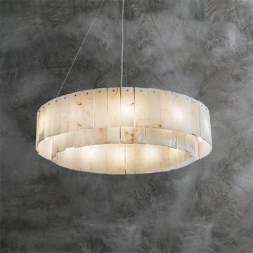 Brendra Alabaster 2-Tier Round Chandelier - Zelno Lighting
